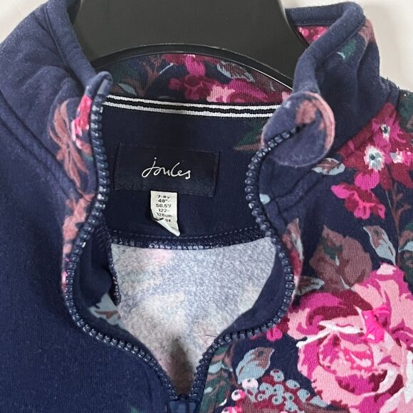 JOULES 1/4 Zip Sweatshirt Floral Little Girl size 7-8 Outdoors Layers - Picture 4 of 13